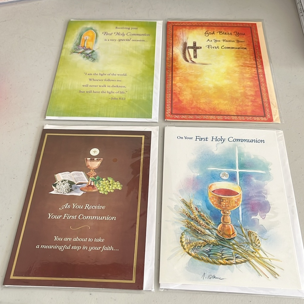 4 Communion cards from special thoughts all new in plastic four cards